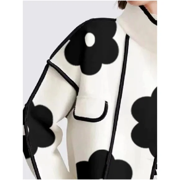 Classic Floral Print High Collar button Jacket Coat - Picture 2 of 5